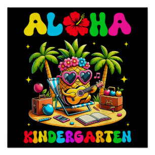 Poster Maternelle Aloha Ananas Hawaï Rentree Scolaire