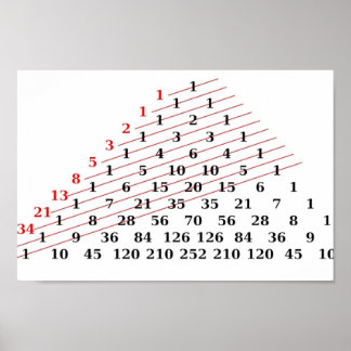 Poster MATH Fibonacci nombres Pascals triangle