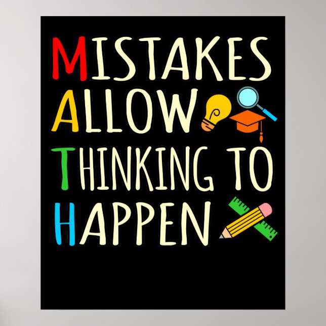 Poster Math Student Mistakes Mathematics Maths Teacher (Devant)