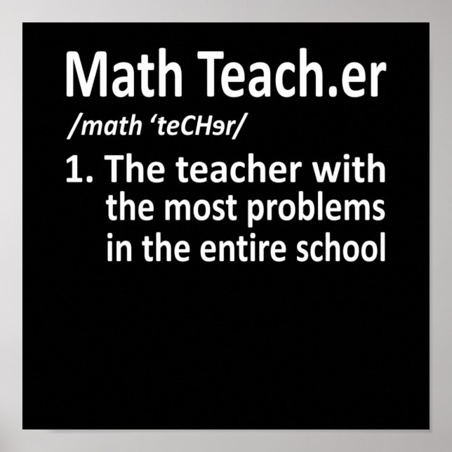 Poster Math Teacher Definition Mathematics Maths Student (Devant)