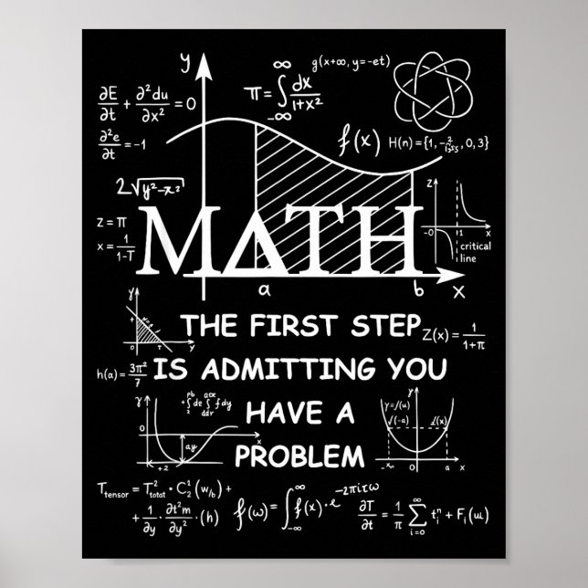 Poster Math the first step is admitting have a problem (Devant)