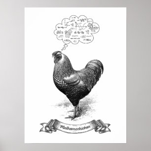 Poster Mathemachicken Funny Math Poulet de poulet Plaisan