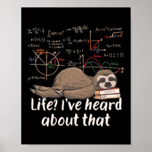 Poster Mathématicien Sloth Cartoon Math Funny Math