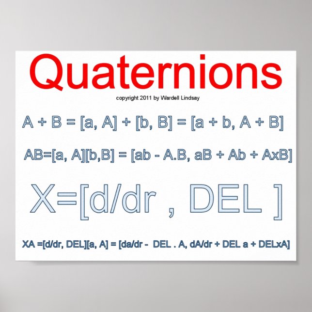 Poster Mathématiques quaternion (Devant)