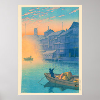 Poster Matin à Dotonbori à Osaka Par Kawase Hasui