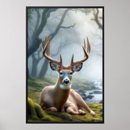 Poster Matin calme dans la forêt avec cadre optionnel