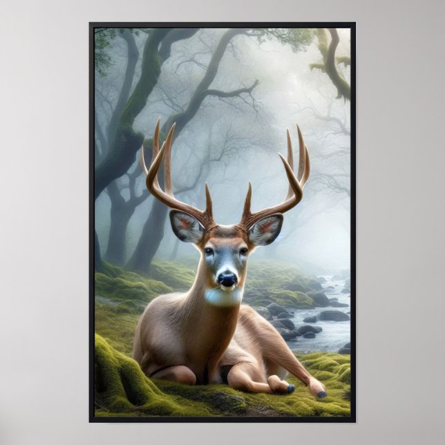 Poster Matin calme dans la forêt avec cadre optionnel (Devant)