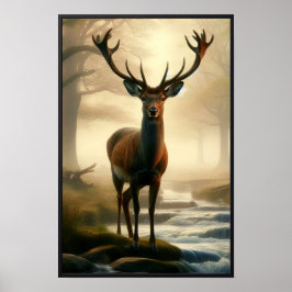 Poster Matin calme dans la forêt avec cadre optionnel