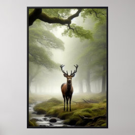 Poster Matin calme dans la forêt avec cadre optionnel