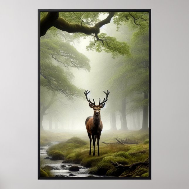 Poster Matin calme dans la forêt avec cadre optionnel (Devant)