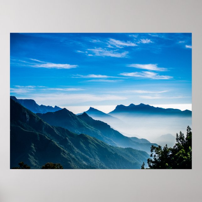 Poster Matin Montagnes Mist Paysage (Devant)