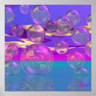 Poster Matin tropical - Magenta et Paradis Turquoise