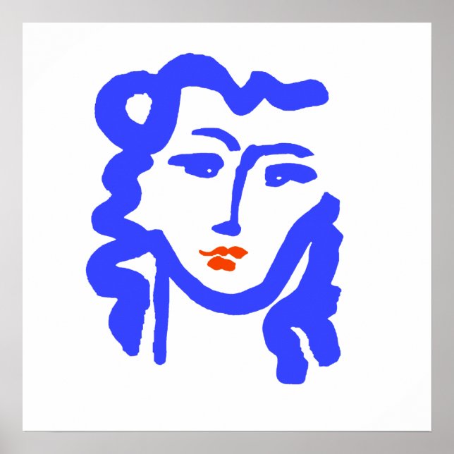 Poster Matisse Style Blue Face Girl (Devant)