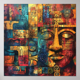 Poster Matrice maya : Echos géométriques