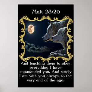 Poster Matt 28:20 Avec un aigle survolant le paysage.