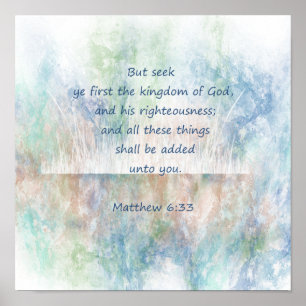 Poster Matt 6:33 Chercher Ye Premier Dieu Bible Écriture