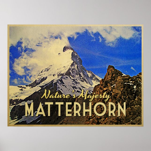 Poster Matterhorn Alpes Vintage (Devant)