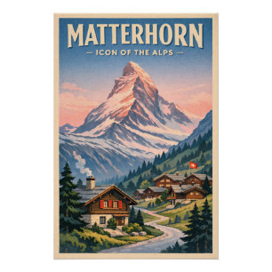 Poster Matterhorn, Suisse, dans un style rétro classique
