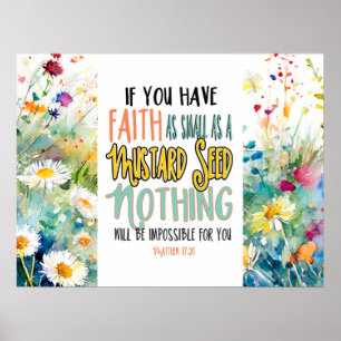 Poster Matthieu 17:20 La foi comme un Verset de la Bible 