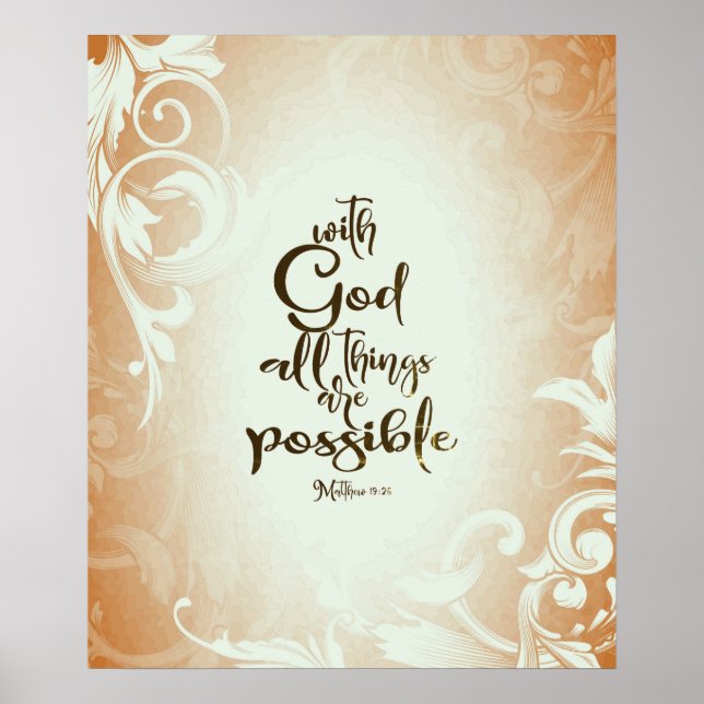 Poster Matthieu 19:26 Avec Dieu Toutes les choses sont po (Devant)