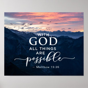 Poster Matthieu 19:26 Avec Dieu Toutes les choses sont po