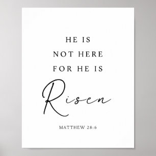 Poster Matthieu 28:6 Il est ressuscité, Pâques chrétienne