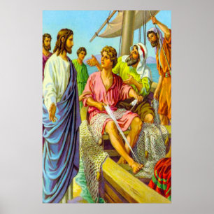 Poster Matthieu 4:18-22 Jésus appelle les pêcheurs à suiv