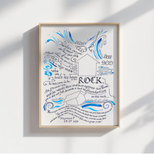Poster Matthieu 5 24 27 Verset biblique Maison sur le Roc