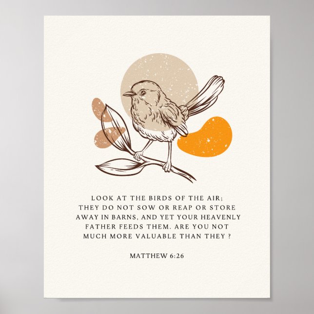 Poster Matthieu 6:26 Regardez les oiseaux de l'air (Devant)