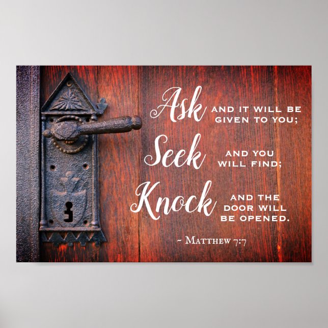 Poster Matthieu 7:7, Demandez et il sera donné (Devant)