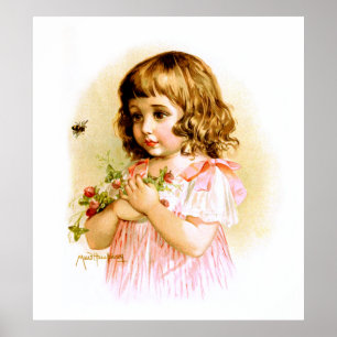 Poster Maud Humphrey : Fille d'été avec les fleurs et
