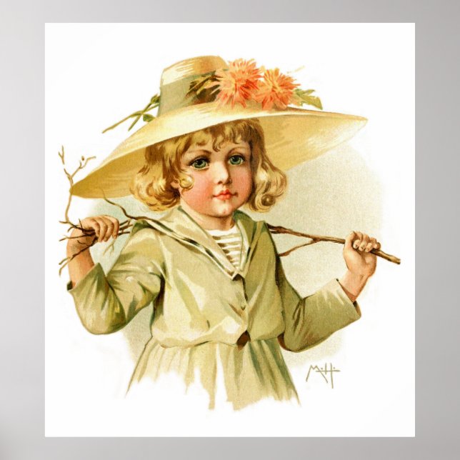 Poster Maud Humphrey : Fille d'hiver avec branche (Devant)