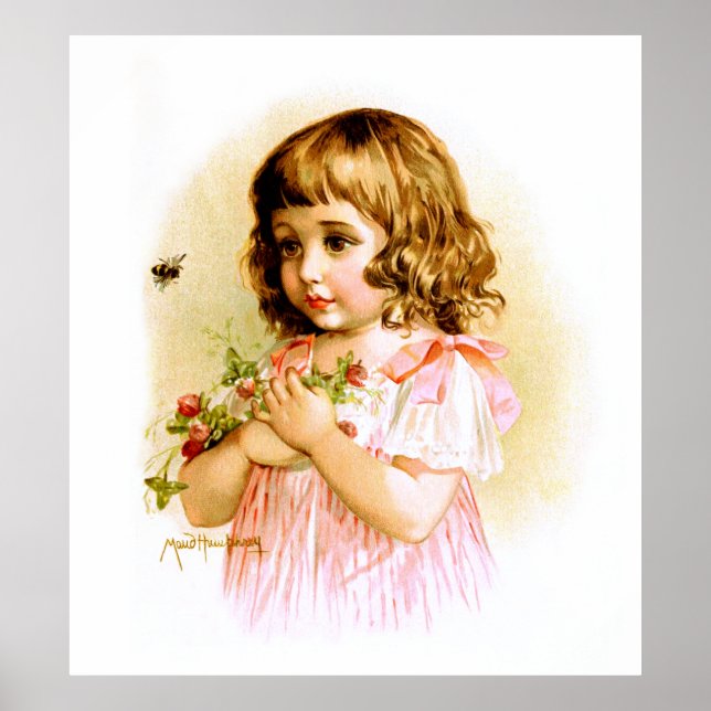 Poster Maud Humphrey : Summer Girl with Flowers and Bee (Devant)