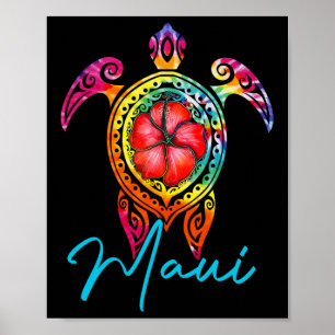 Poster Maui Hawaii Tie Dye Tortue de mer