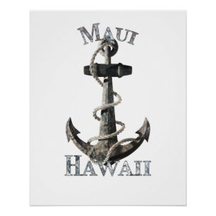 Poster Maui Hawaii Vacation Ancre nautique Voile