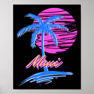 Poster Maui Vaporwave Synth Outrun Sunset 80s Plage Rétro