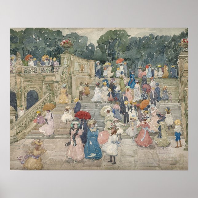 Poster Maurice Prendergast - Le Pont Terrace, Centre (Devant)