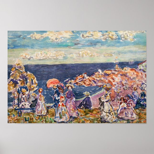 Poster Maurice Prendergast - Sur la plage (Devant)