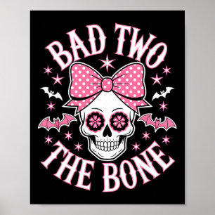 Poster Mauvais Deux Étoiles Du Crâne Os Rose Bow