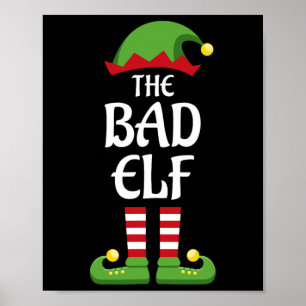 Poster Mauvais groupe de jumelage de famille d'elfe Noël
