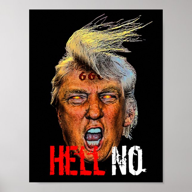 Poster Mauvais Président Trump Diable Anti Christ - Enfer (Devant)