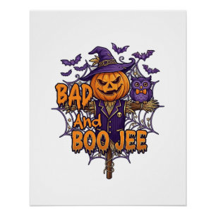 Poster Mauvaise Boo Jee Citrouille Épouvantail Hibou Viol