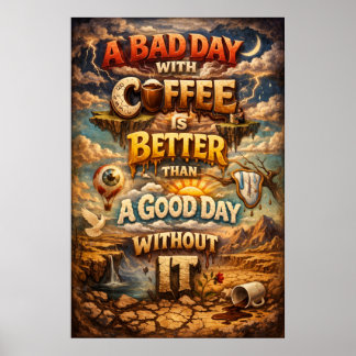 Poster Mauvaise journée avec café, meilleure art surréali