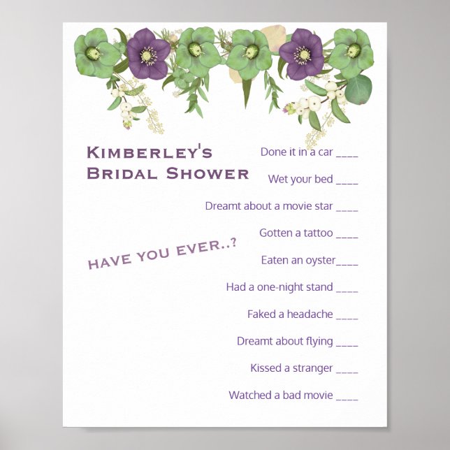 Poster Mauve Boho Floral ✨ jeu le plus drôle (Devant)