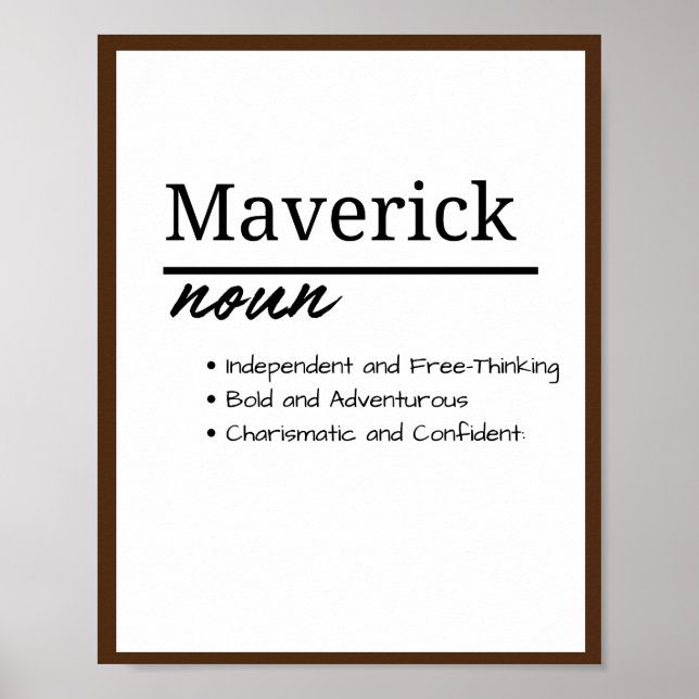 Poster Maverick, Garçon Personnalisé Nom Définition (Devant)