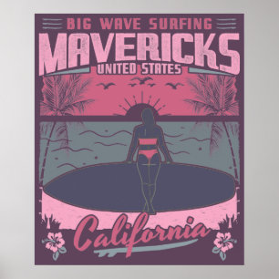 POSTER MAVERICKS CALIFORNIA - GRANDE VAGUE SURF