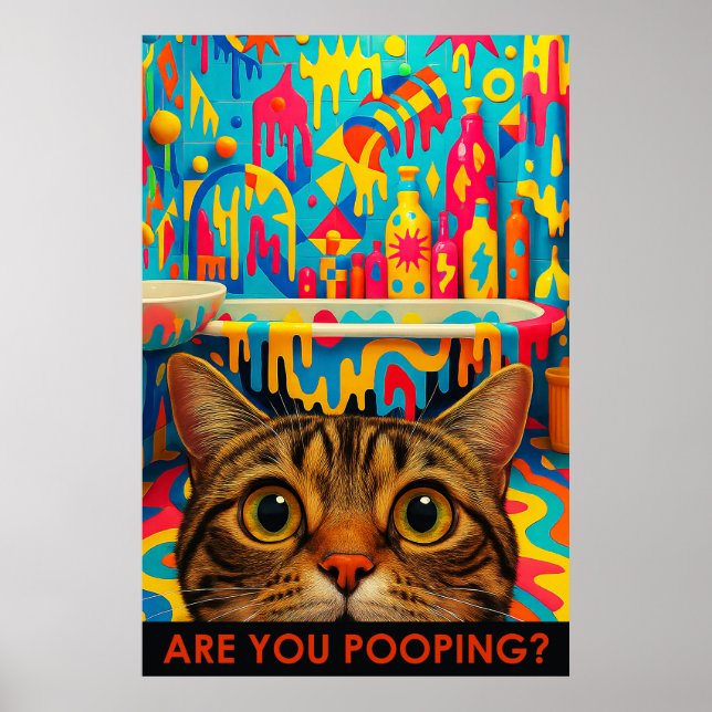 Poster Maximalist Bathroom Wall Art, American Shorthair (Devant)