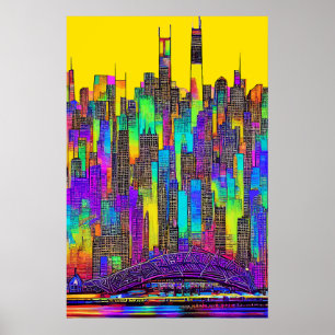 Poster Maximaliste de Chicago Skyline