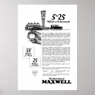 Poster Maxwell Car 5 à 25 Fabriqué à New Castle, Indiana