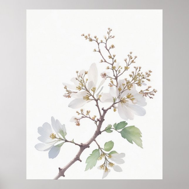 Poster May Hawthorn Birth Flower (Devant)